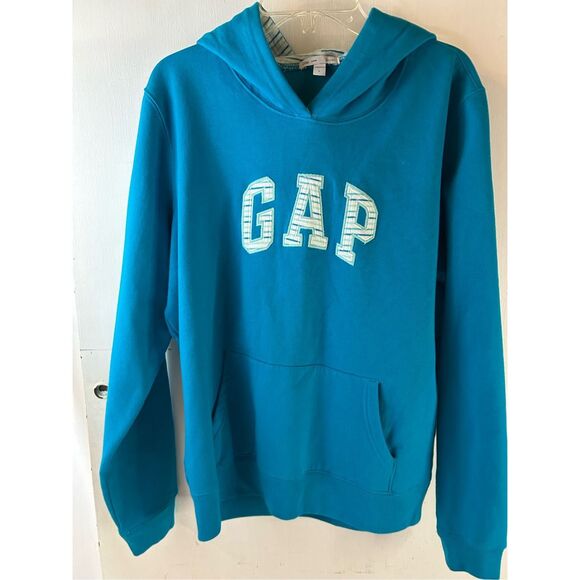 Gap youth large Lg stretch sweatshirt hoodie turquoise rn#54023 - Picture 2 of 7